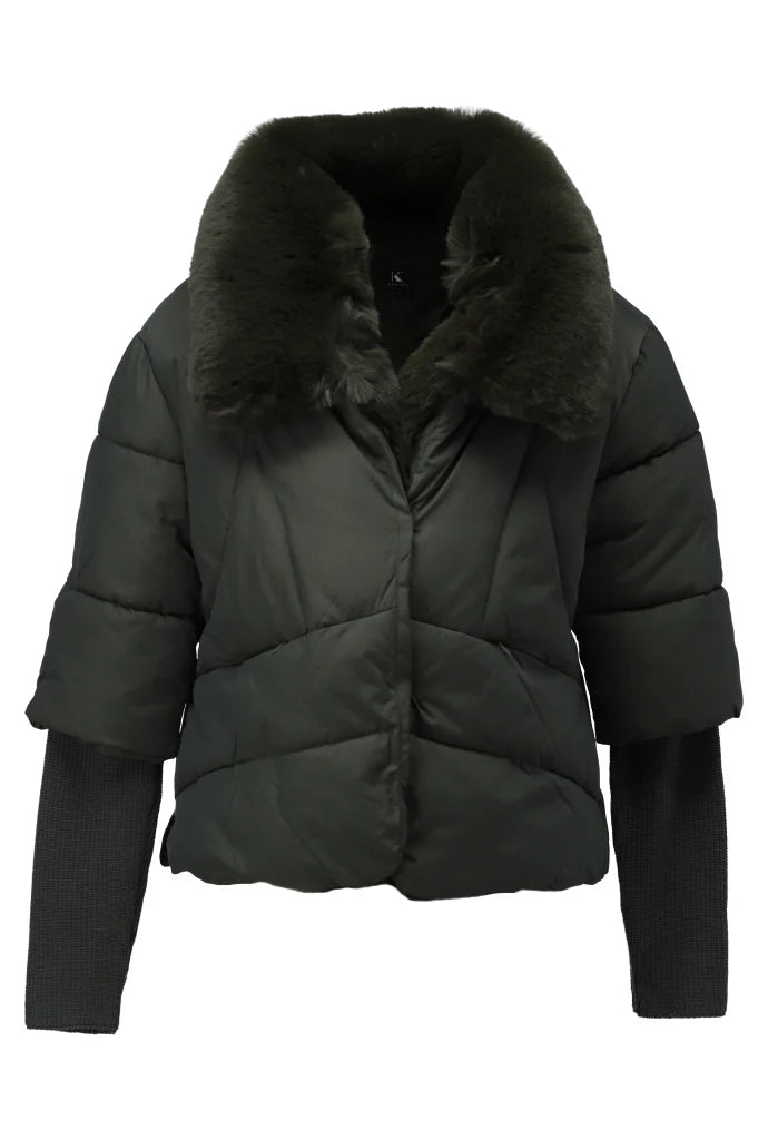 K-Design - Puffer jas met bont (B902)