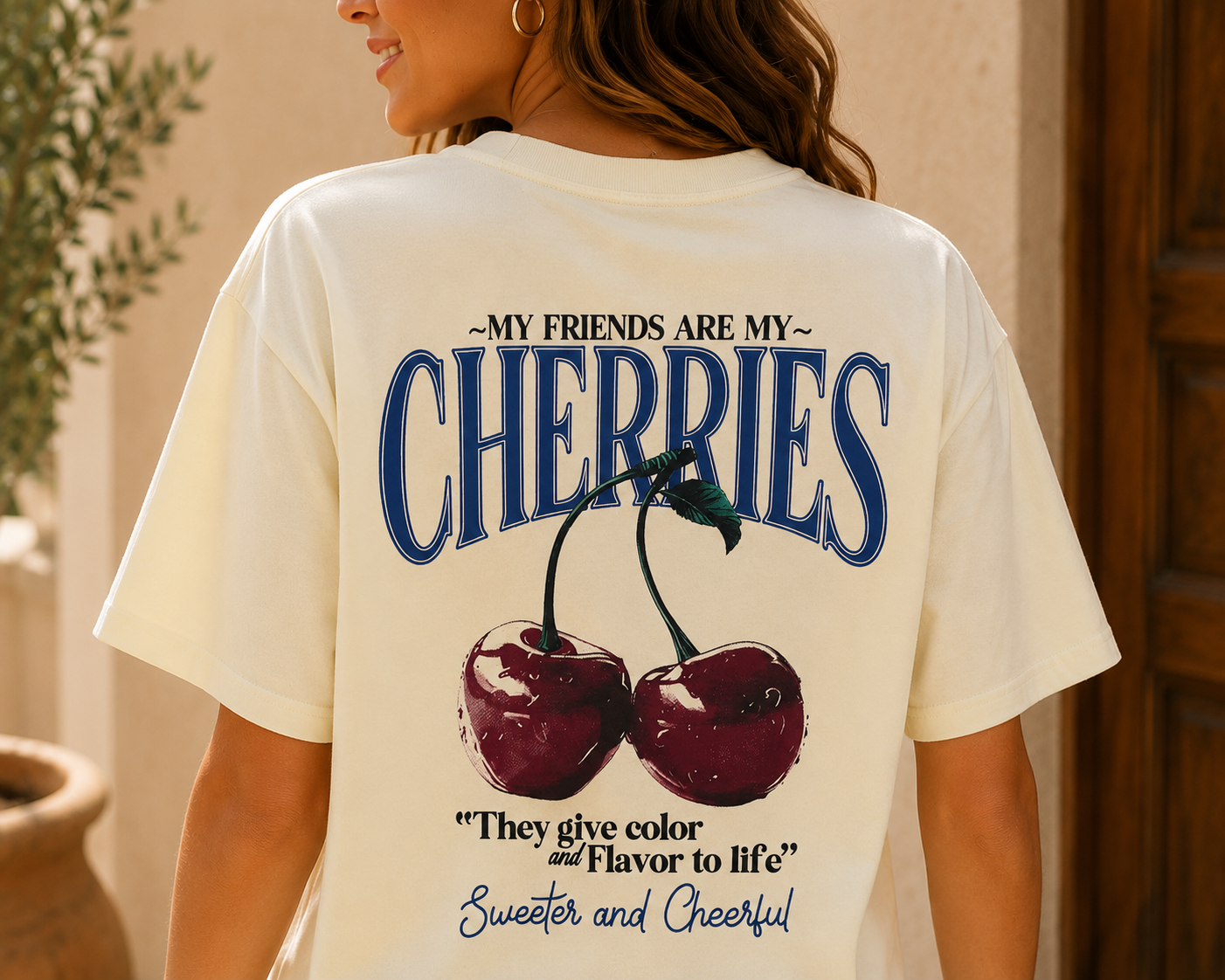 T-shirt Jolio cherries geel