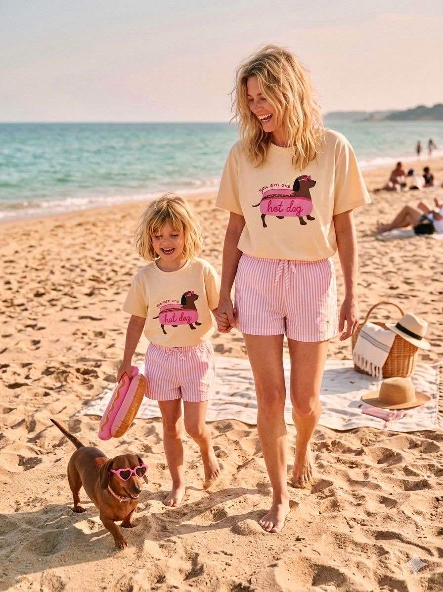 T-shirt Mére hotdog geel