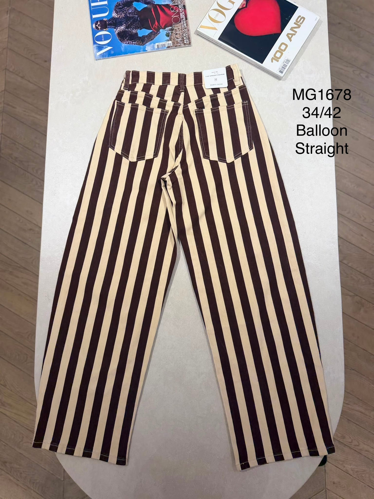Jeansbroek Marina balloon fit choco/beige