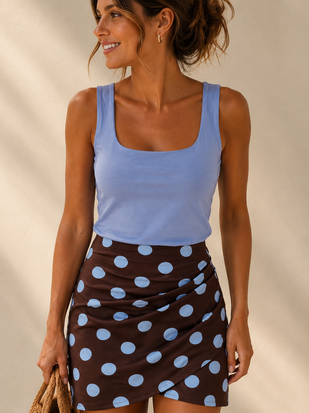 Rok Roos bruin/blauw polka