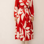 K-Design - Maxi crossover jurk met design en stoffen riem (B118)