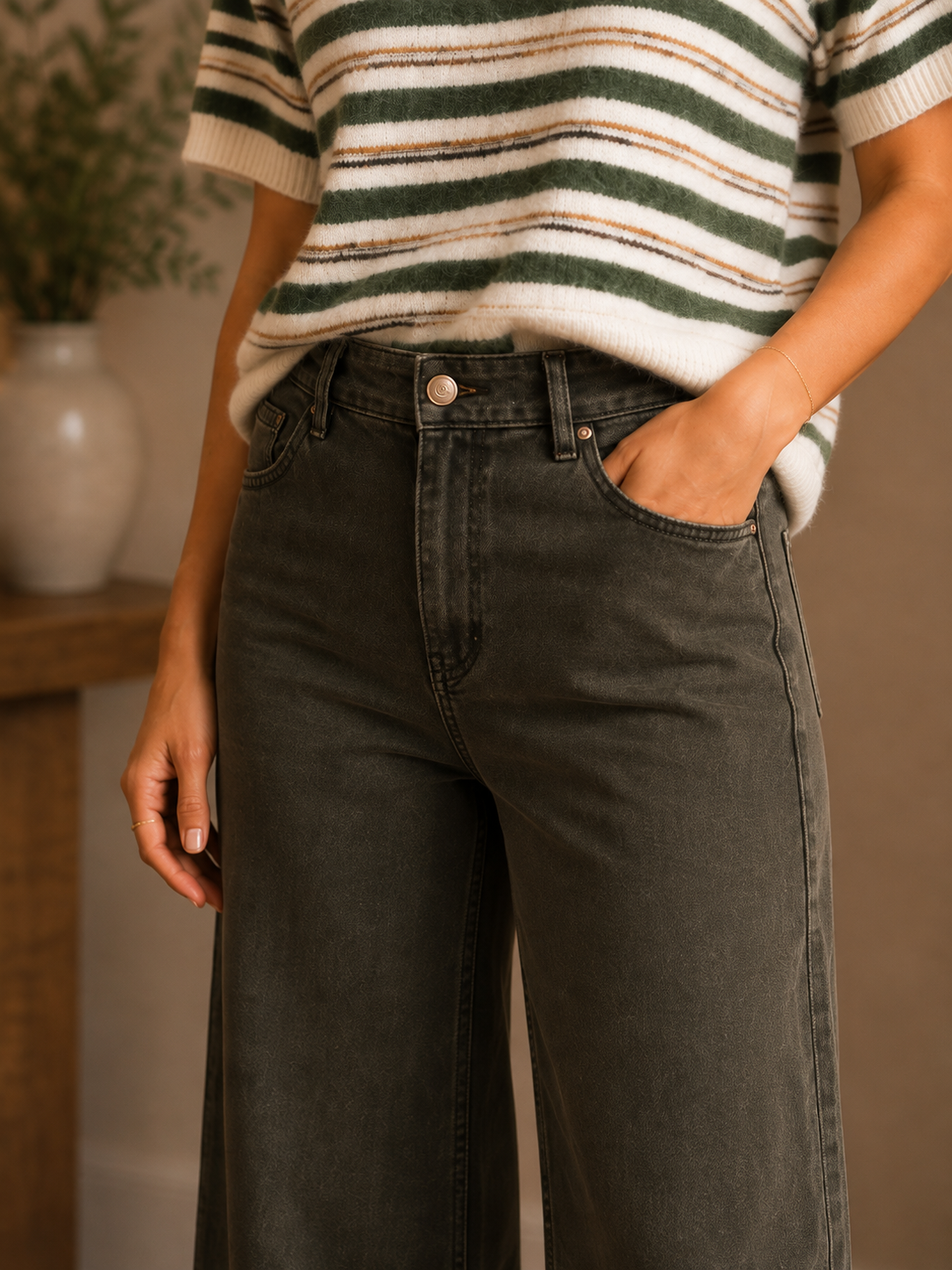 Jeansbroek Maya kaki