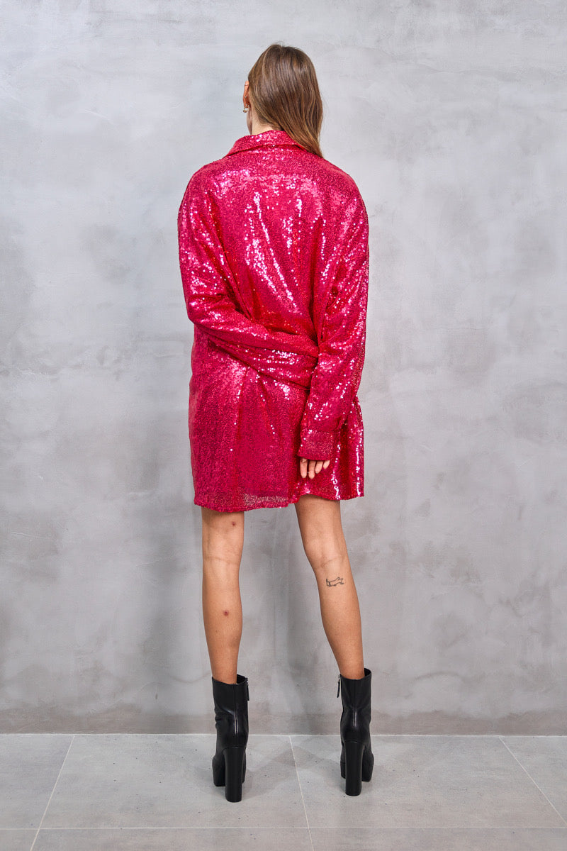 Kleedje Roos glitter fushia