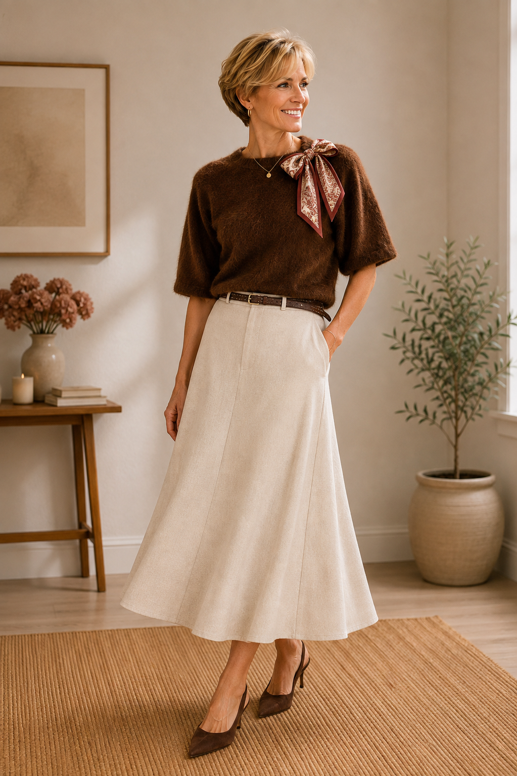 Pull Terra choco met strik