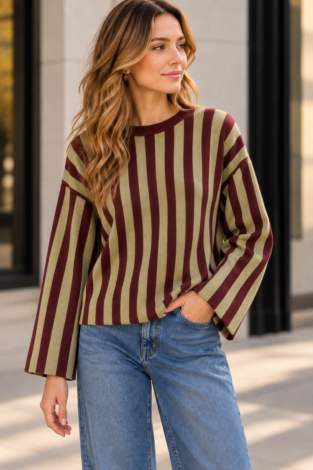 Pull Kimberly burgundy/vert