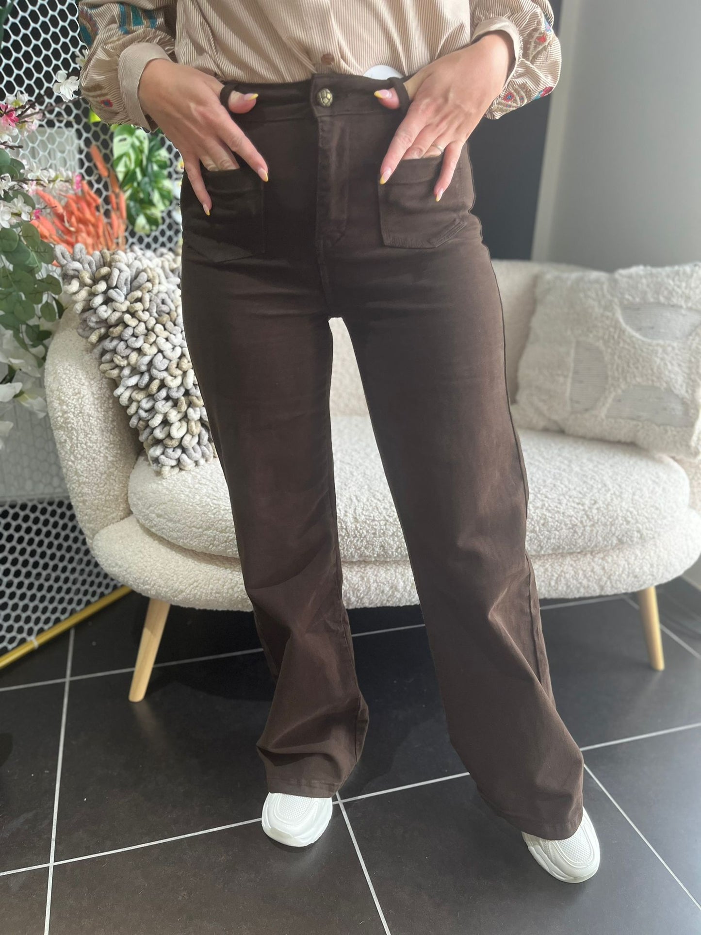 Jeansbroek Oraije Gaspard wide choco