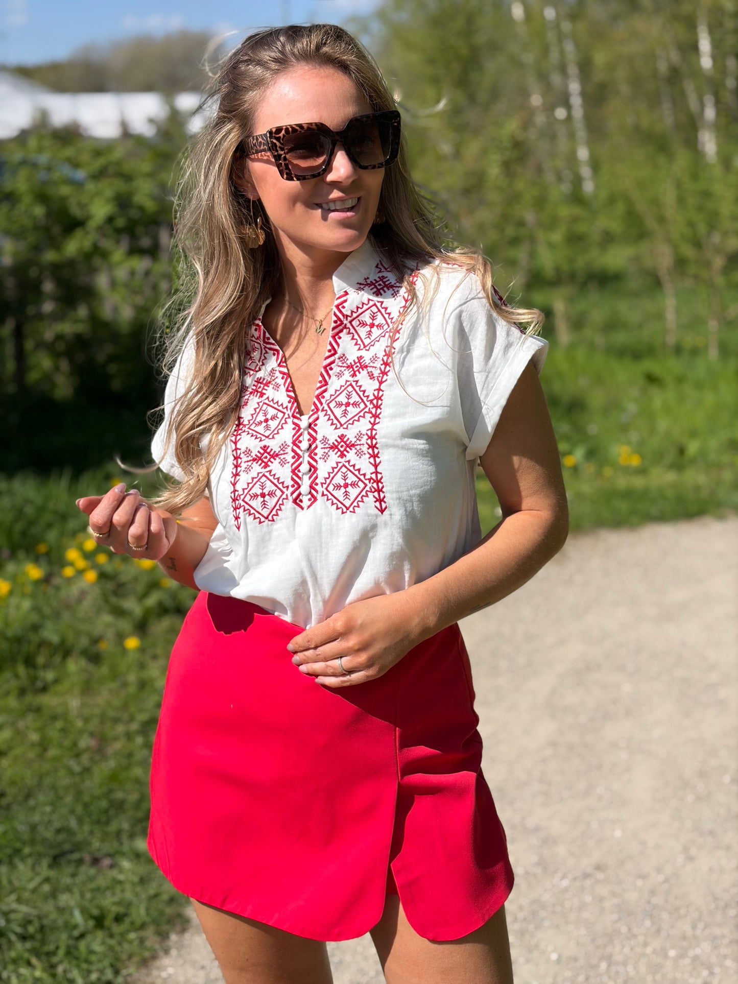 T-shirt Maya wit-terracotta