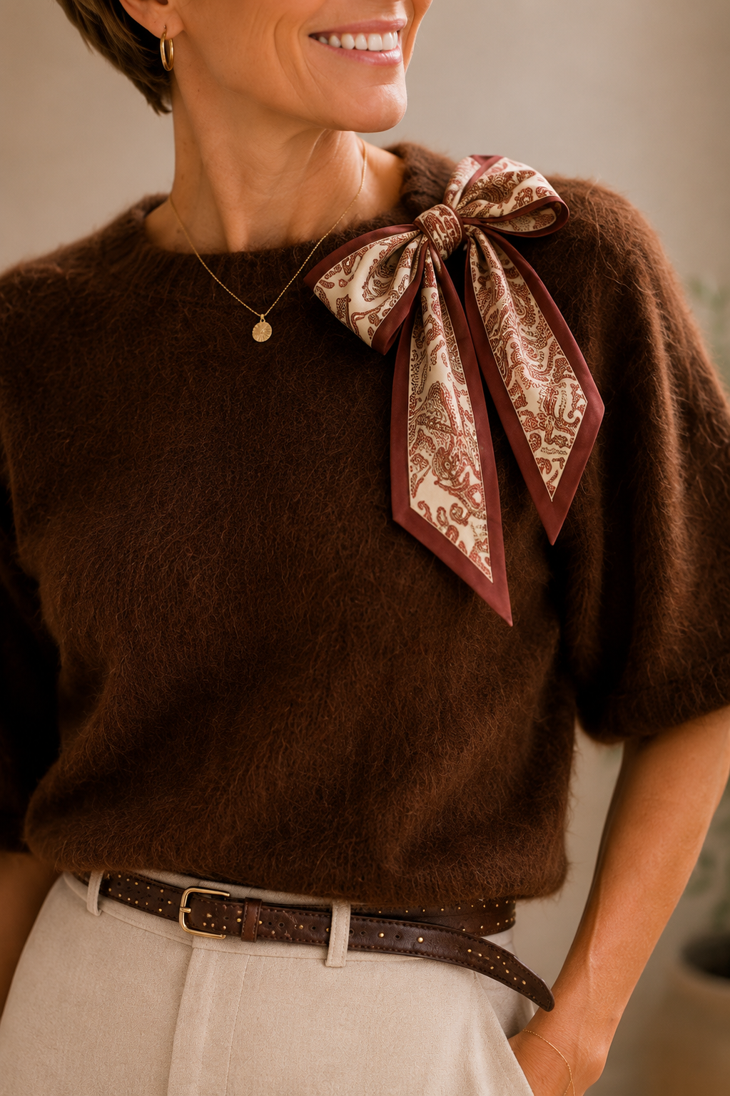 Pull Terra choco met strik