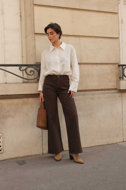 Jeansbroek Oraije Gaspard wide choco