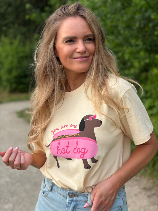T-shirt Mére hotdog geel