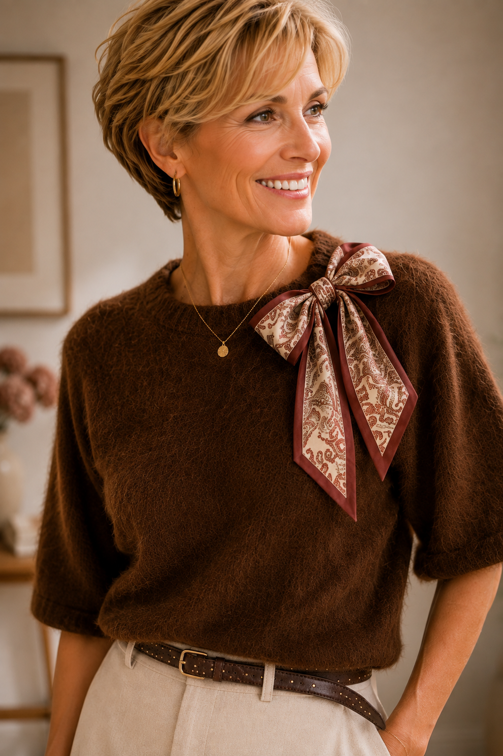 Pull Terra choco met strik