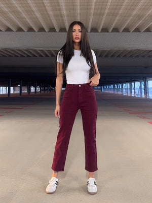 Jeansbroek Redial mom fit Bordeaux
