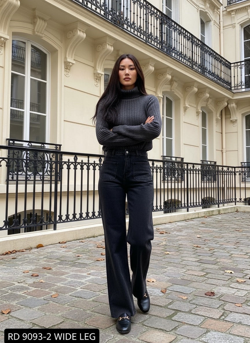 Jeansbroek Redial wide leg zwart