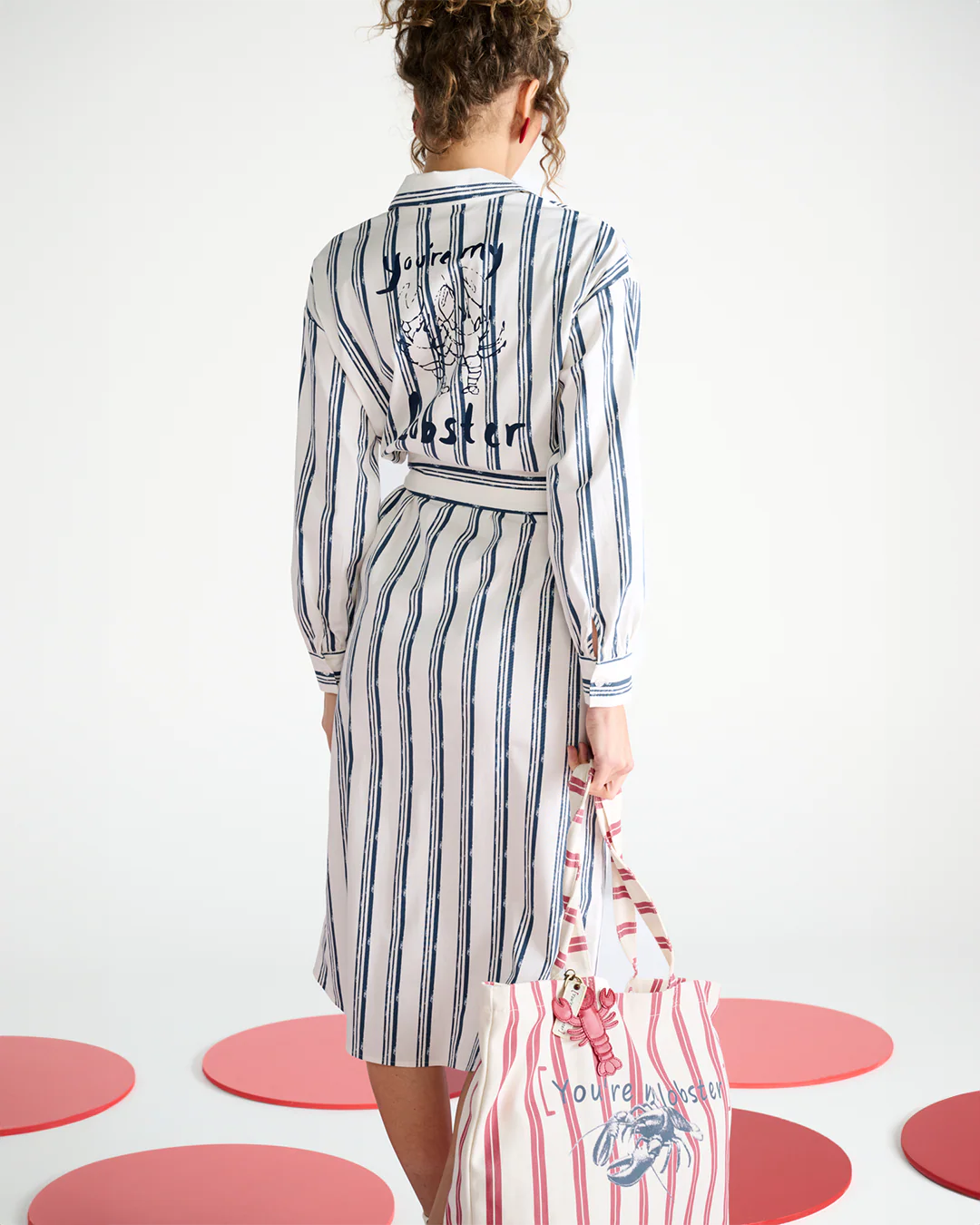 You're my lobster - Maxi jurk met strepen & kreeft (C701L)