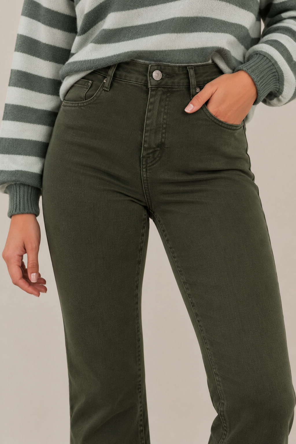 Jeansbroek Foly kaki cropped flared