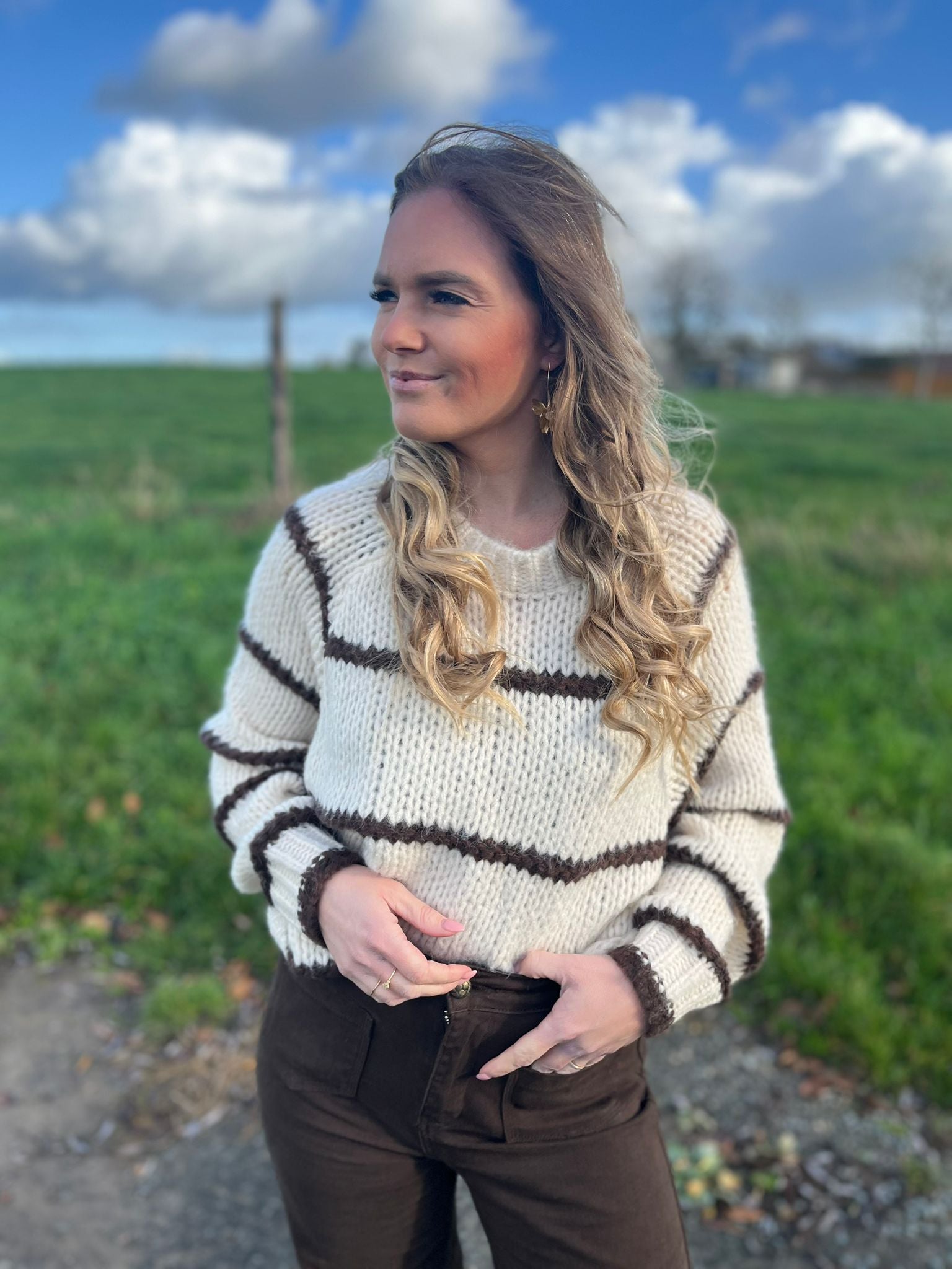 Pull Myra beige/choco