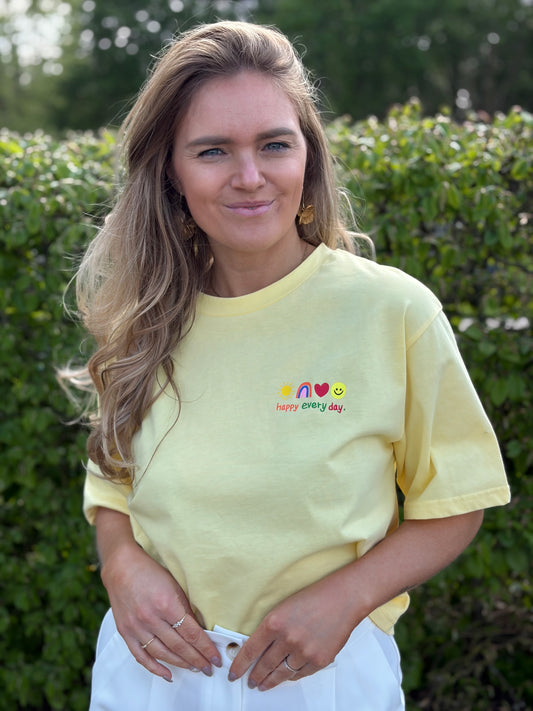 T-shirt Maya geel happy every day