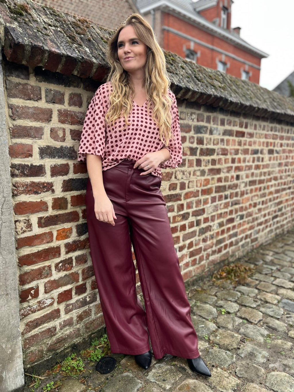 K-Design - Vegan lederen broek met plooien (B750)