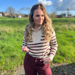 Pull Clara beige/bordeaux