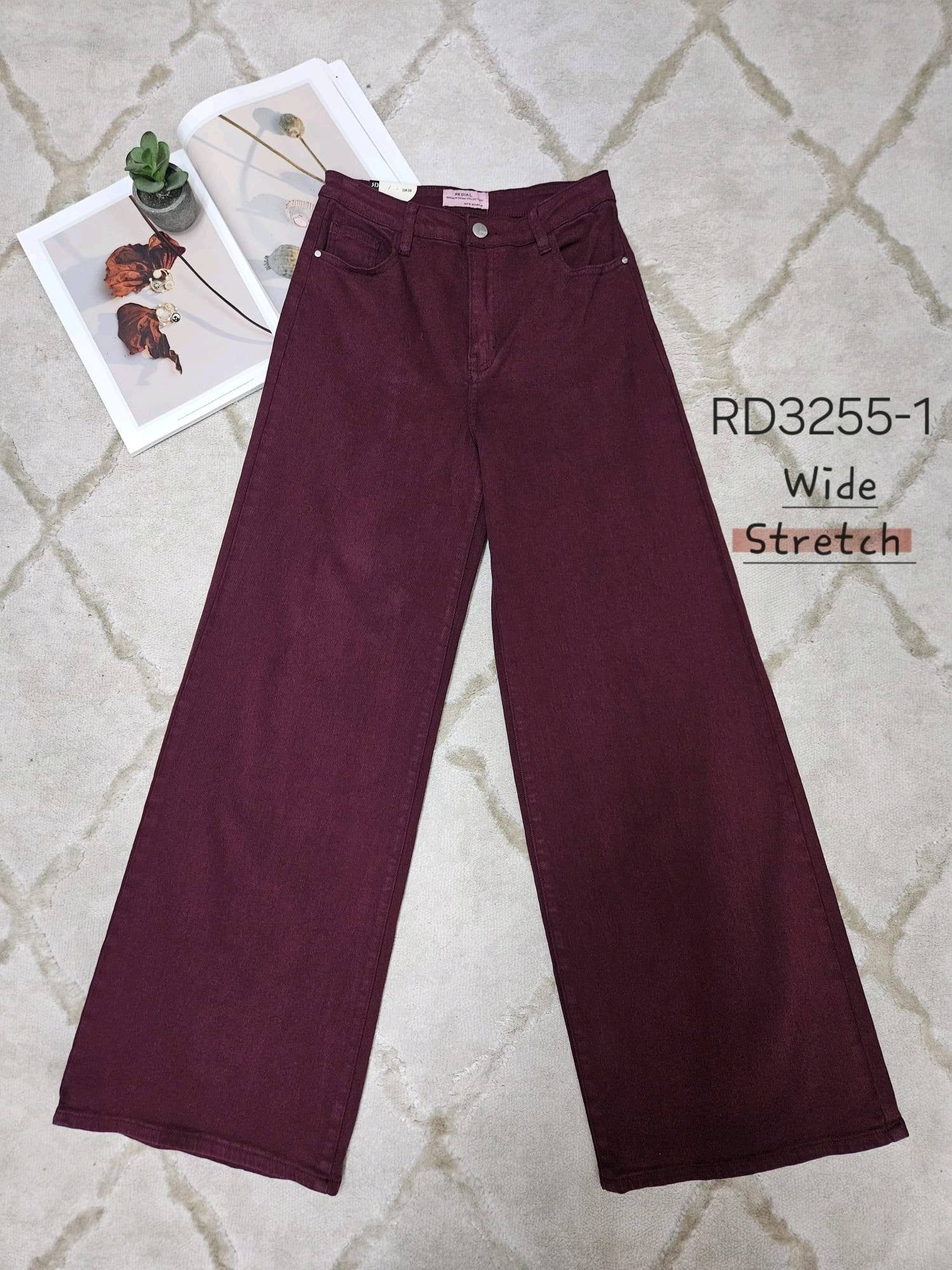 Jeansbroek Redial Bordeaux wide leg stretch