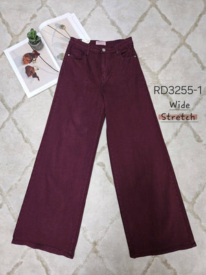 Jeansbroek Redial Bordeaux wide leg stretch
