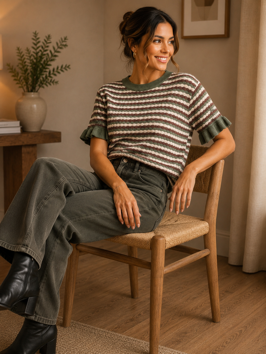 Jeansbroek Maya kaki