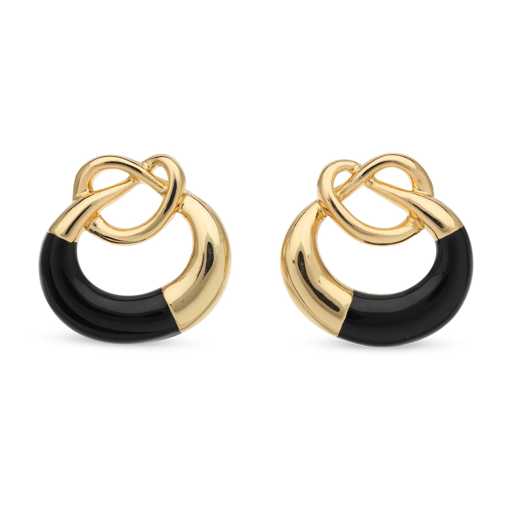 Oorbellen BE jewels goudkleurig zwart 0248
