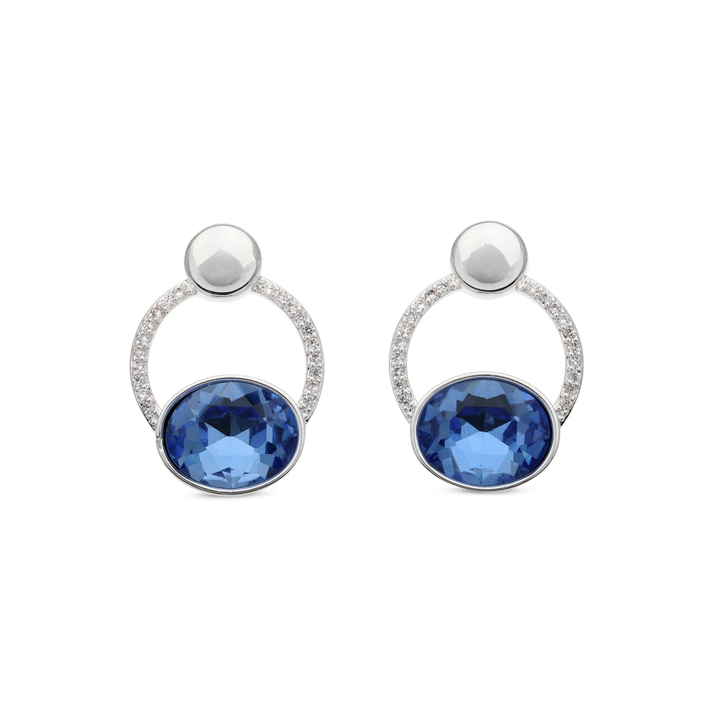 Oorbellen zilverkleurig blauw BE jewels 0259