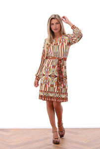 K-design - Mini dress met print en stoffen riem.Z201 P844