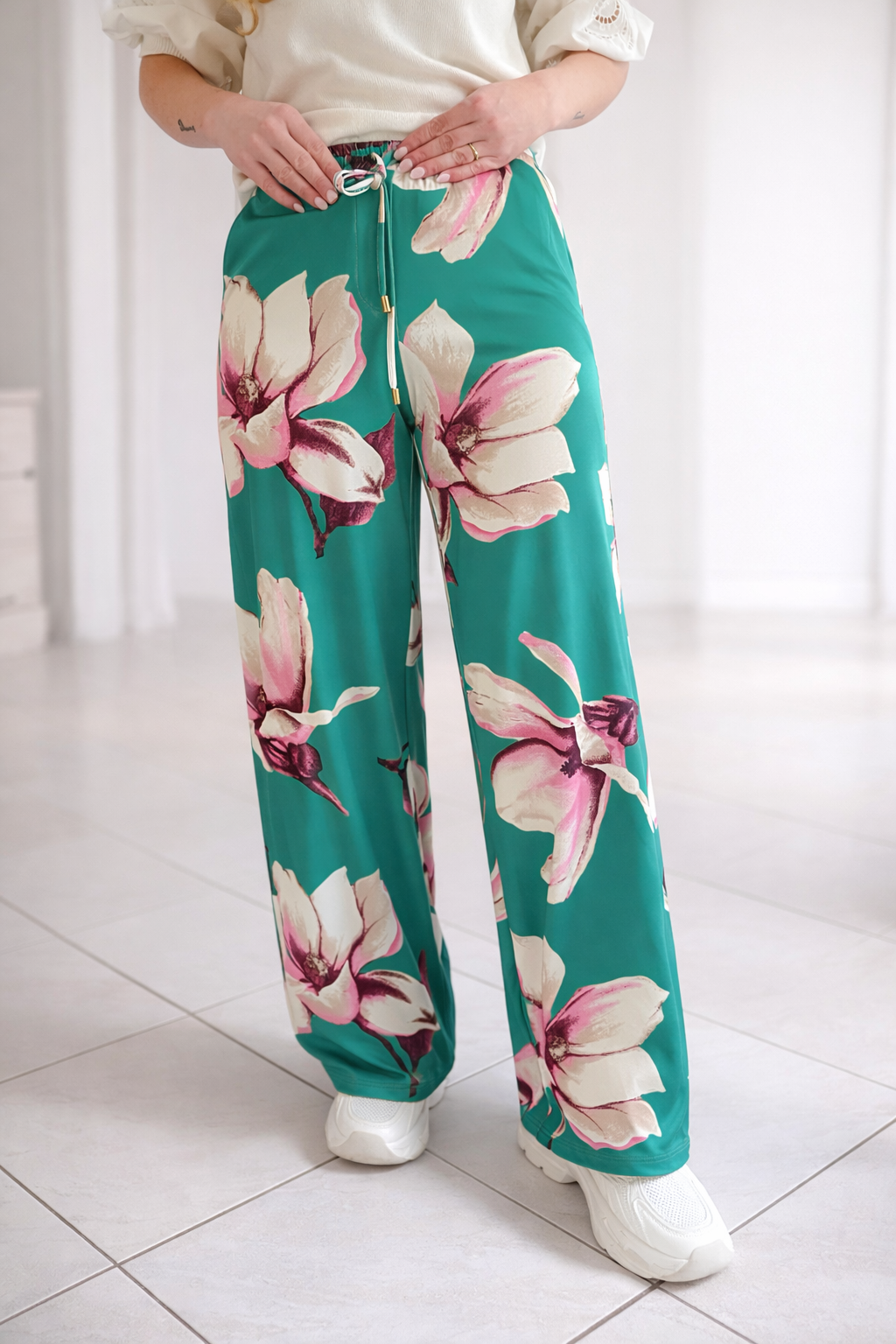 K-design - Broek met print en trekkoord (C101)
