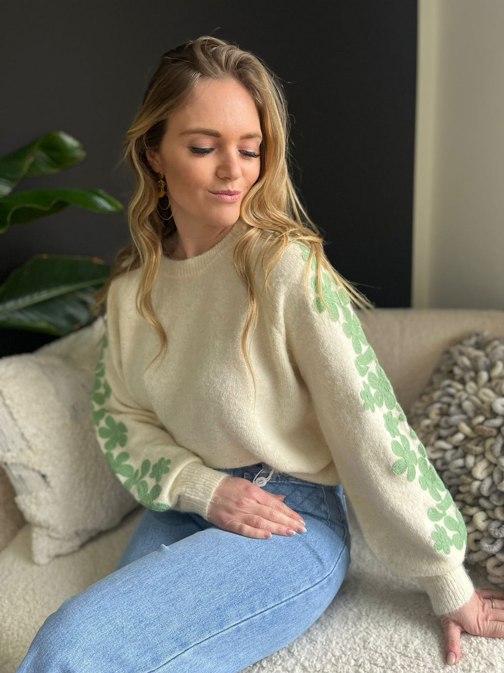 Pull Seelly beige / groen