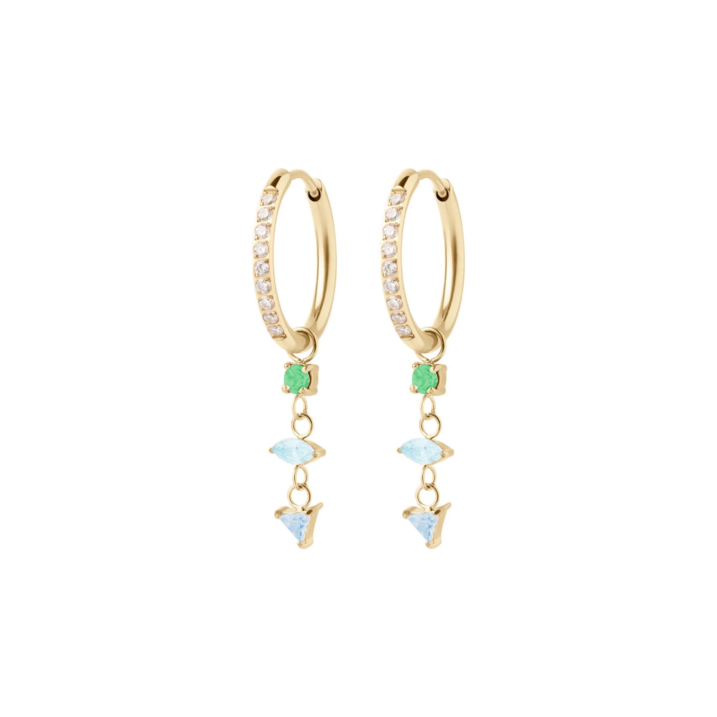 Oorbellen Folie a trois blauw/groen Luminous Grace