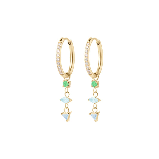 Oorbellen Folie a trois blauw/groen Luminous Grace
