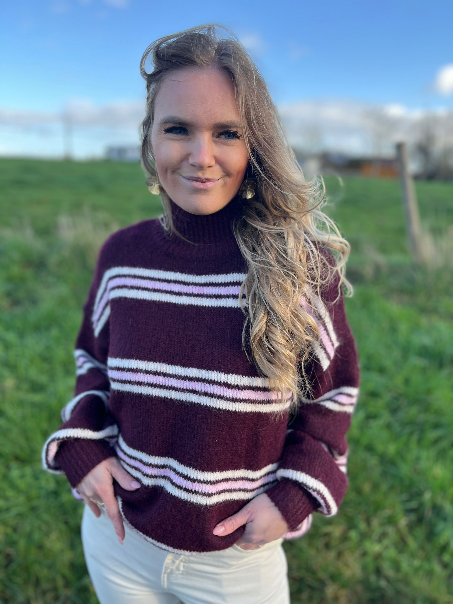 Pull Kimberly burgundy/rose