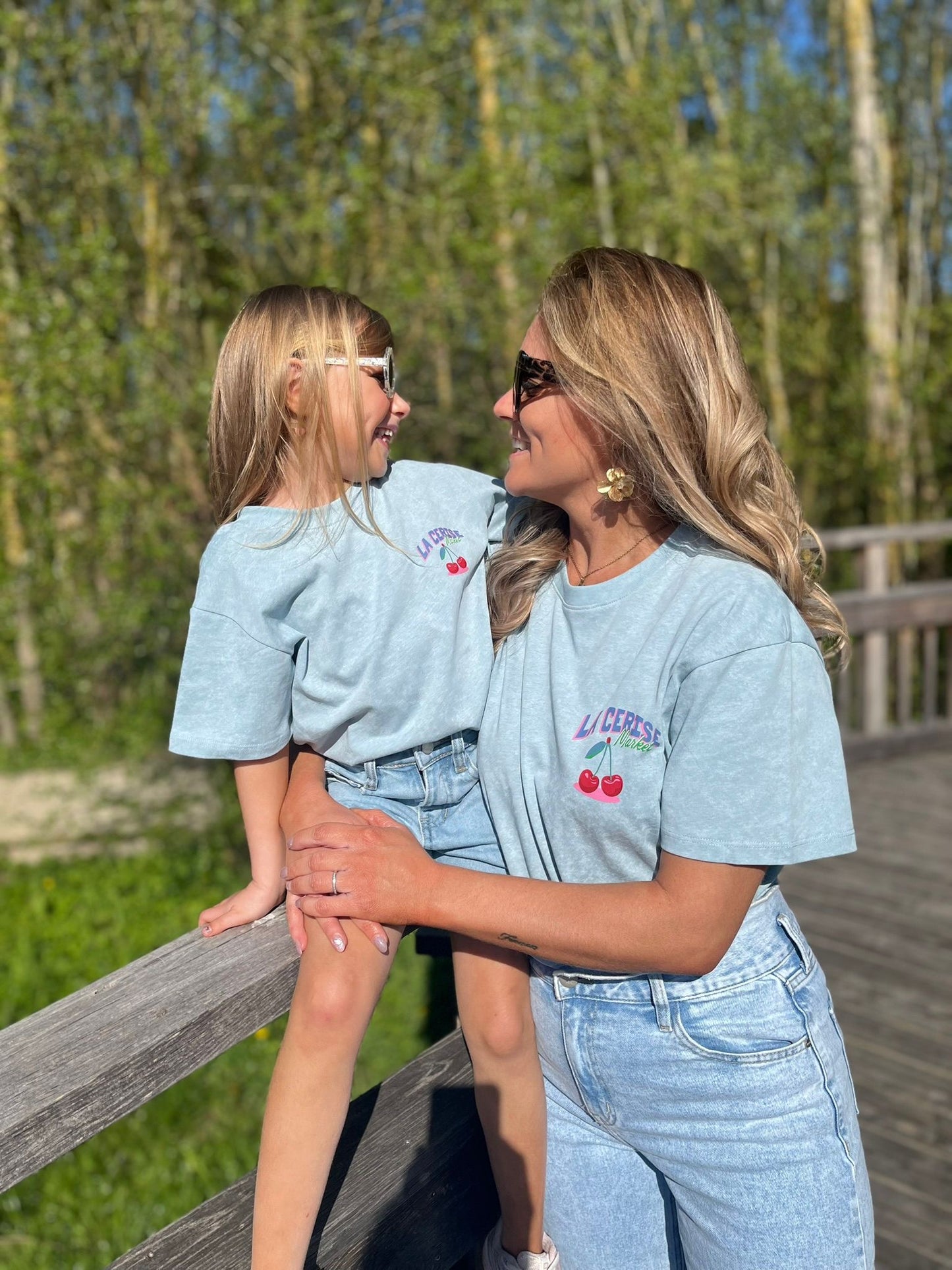 T-shirt Fille blauw Mama & dochter