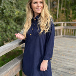 Kleedje Maya blauw geribbeld