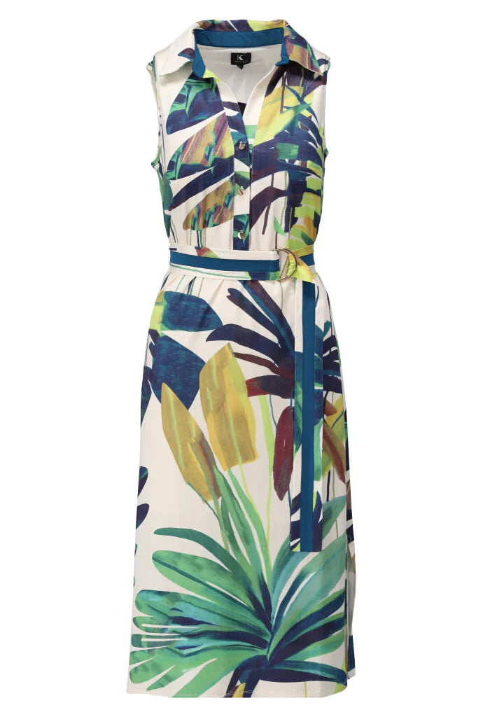 K-design - Mouwloze midi dress met print en stoffen riem (A321P960)
