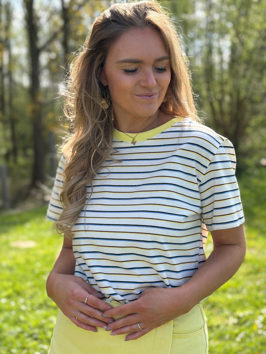 T-shirt Kimberly wit/geel