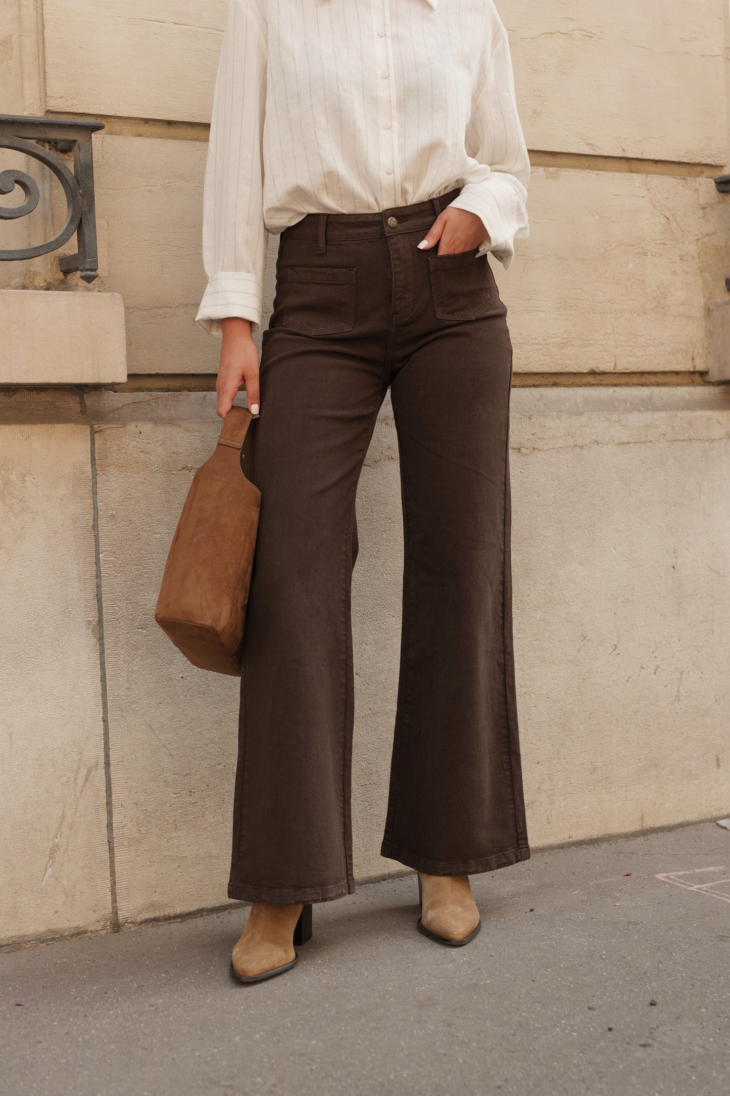 Jeansbroek Oraije Gaspard wide choco