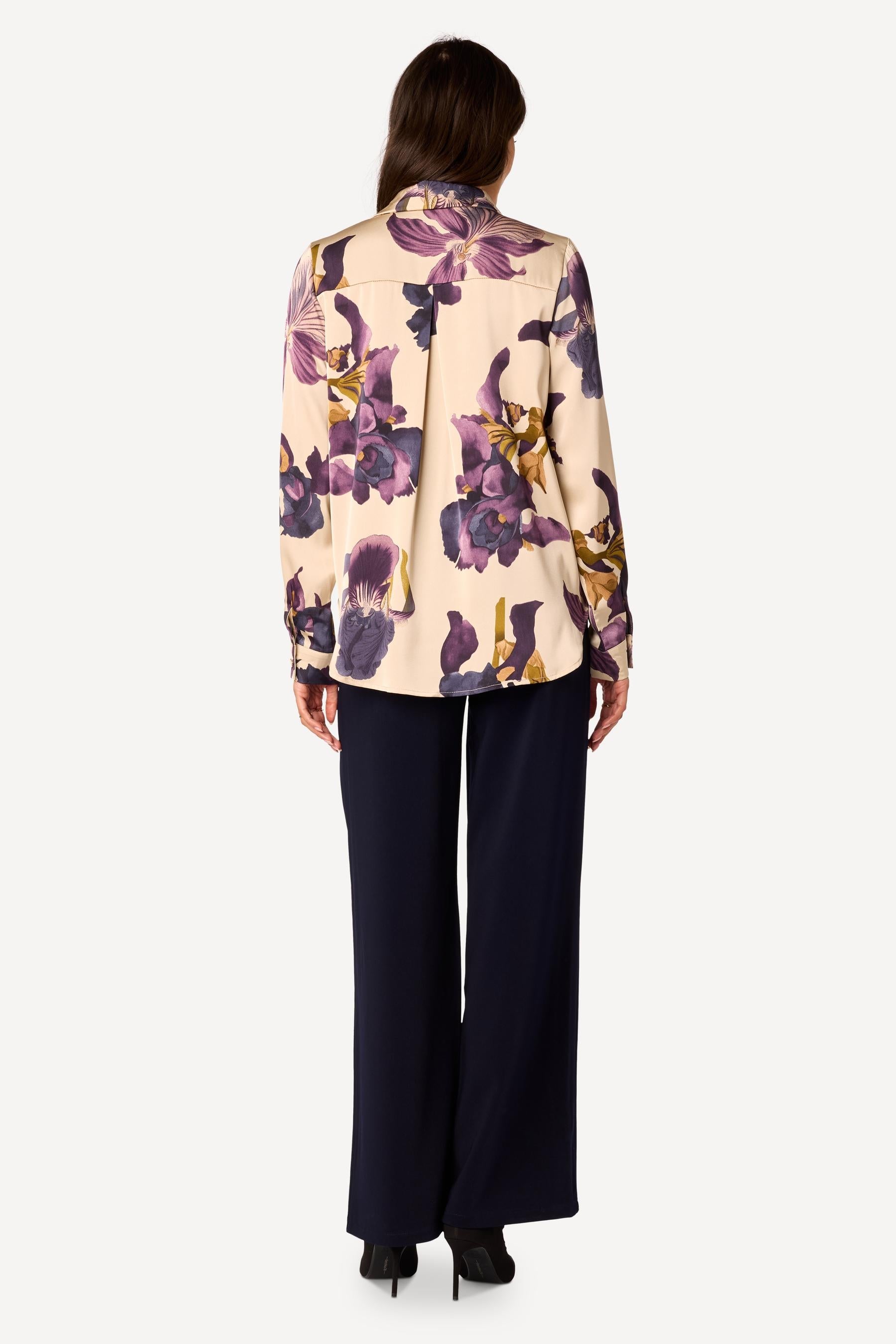 Hemd Elli beige/auberginne