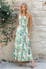 K-design - Mouwloze maxi dress met print, V-hals en stoffen riem (A214P981)
