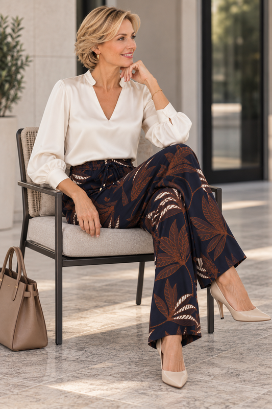 K-DESIGN — BROEK MET BOTANISCHE PRINT