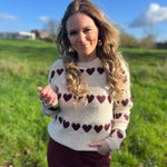 Pull Clara taupe/bordeaux