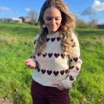 Pull Clara taupe/bordeaux