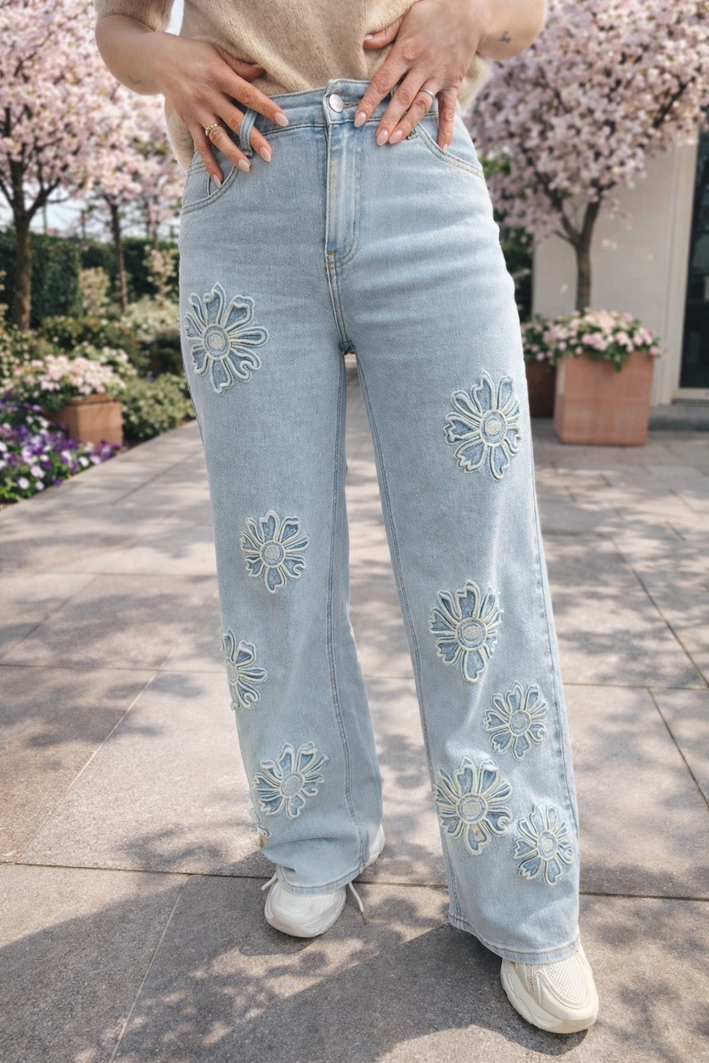 Jeansbroek Redial fleur licht blauw