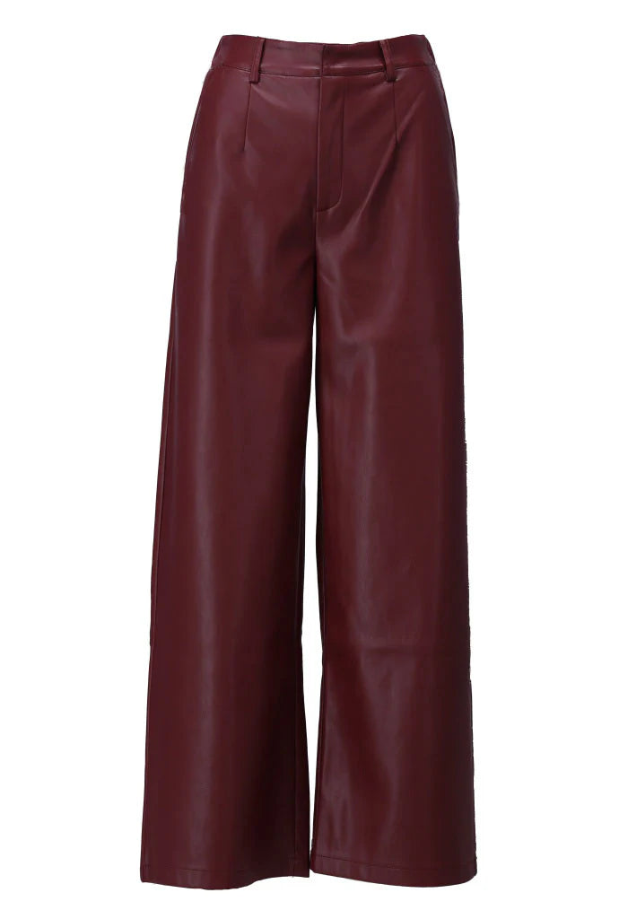 K-Design - Vegan lederen broek met plooien (B750)