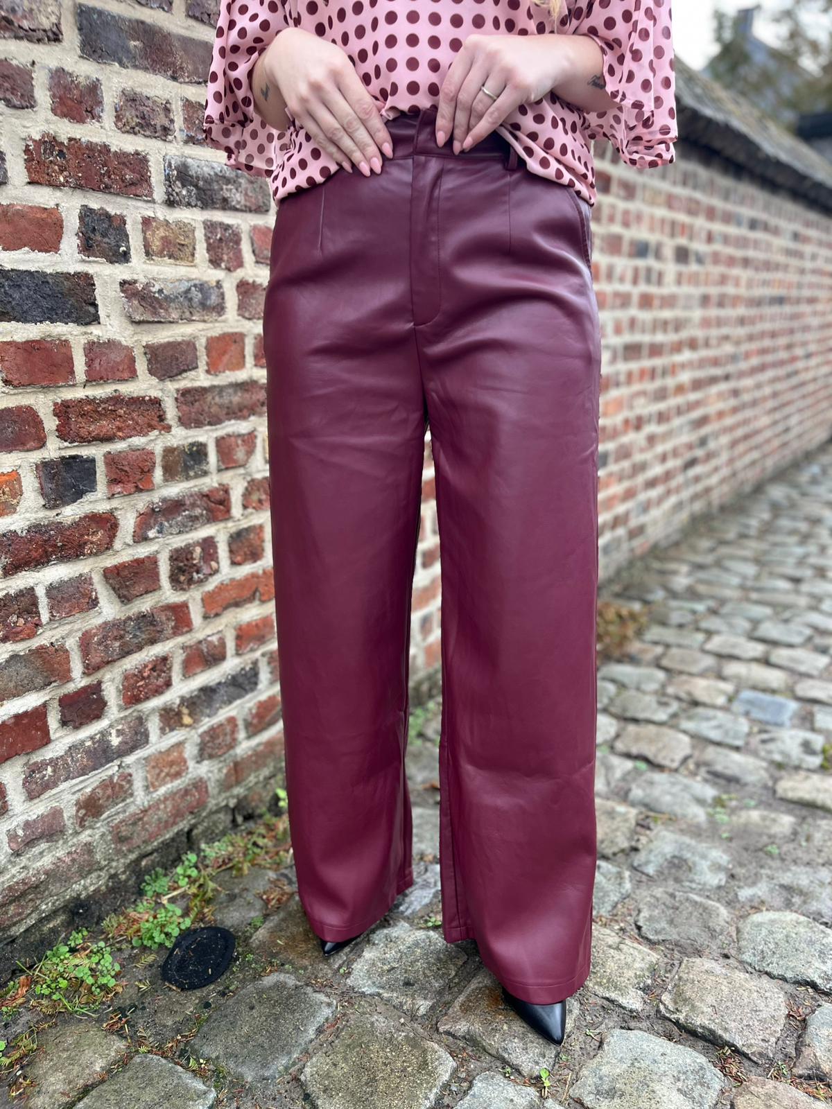 K-Design - Vegan lederen broek met plooien (B750)