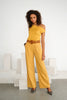 K-design - Off shoulder jumpsuit met bijpassende riem (A608Golden apricot)