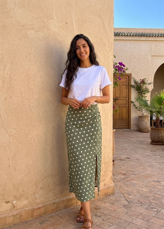 Rok seely groen polka